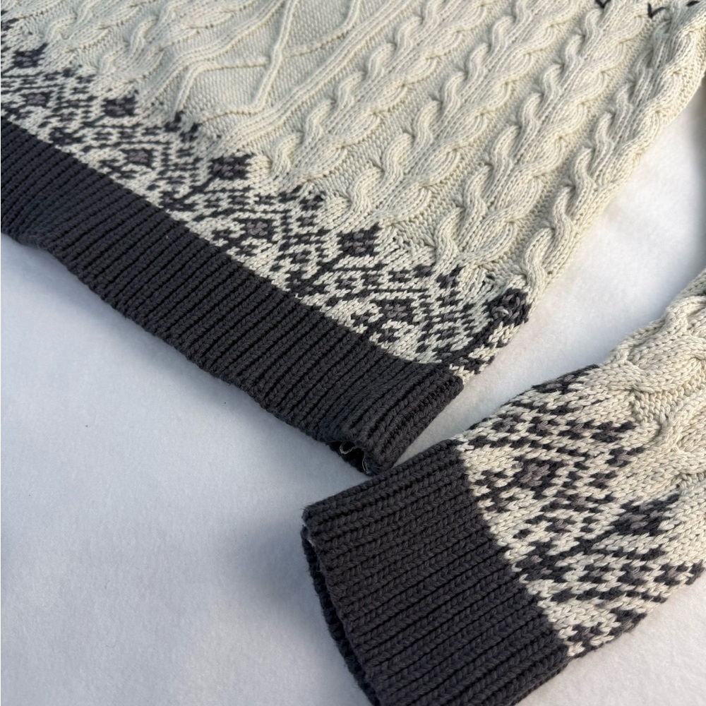 Anthropologie Cream Cable-Knit Sweater with Floral Embroidery - Picture 10 of 15